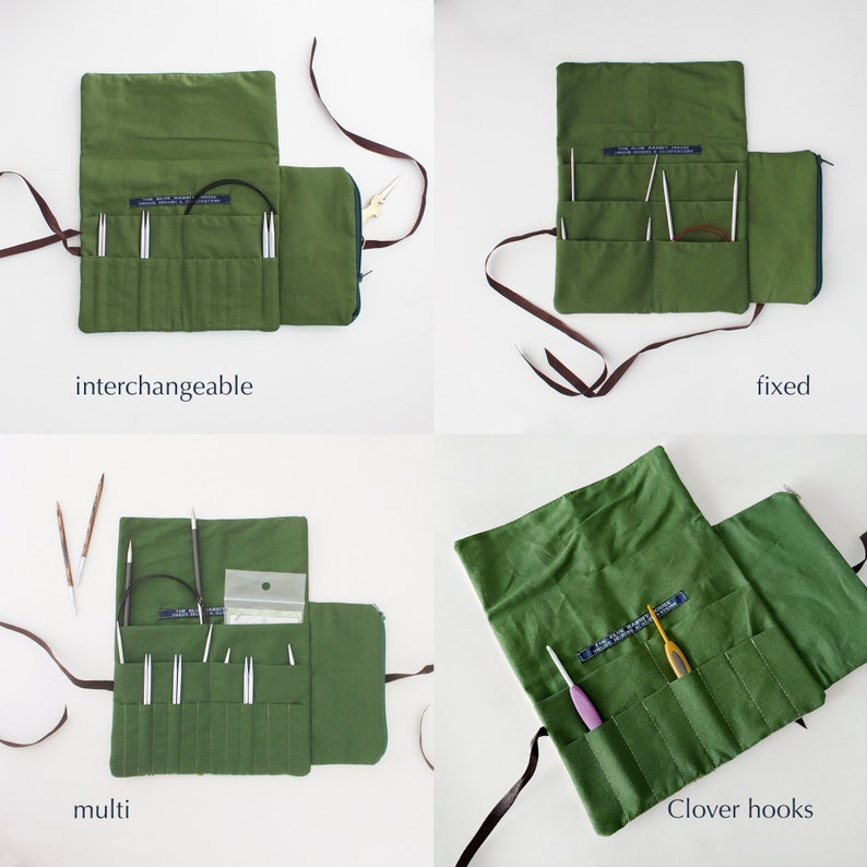 Crochet Hook Roll, Knitting Needle Case, Interchangeable Needle Case, Circular Needle Storage, Knitting Needle Organizer, Needle Holder image 4