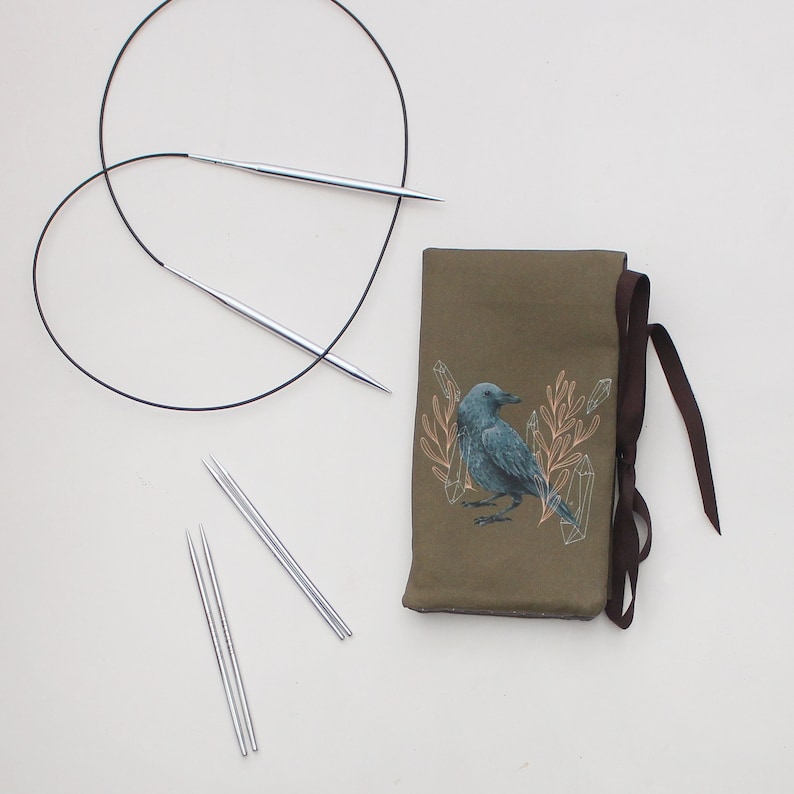 Crochet Hook Roll, Knitting Needle Case, Interchangeable Needle Case, Circular Needle Storage, Knitting Needle Organizer, Needle Holder image 1