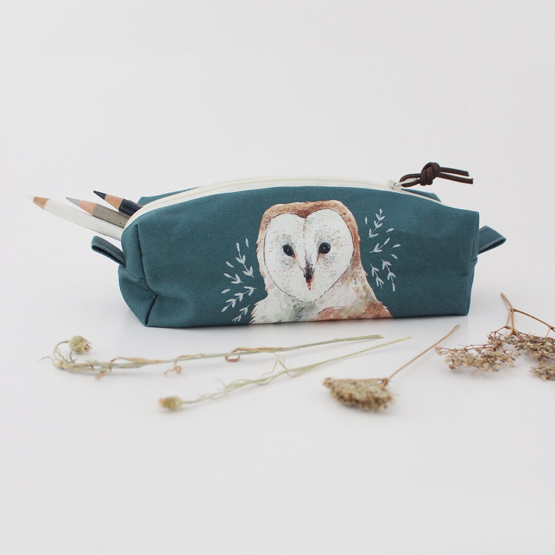 Owl Pencil Case Square Zipper Pouch Pen Square Zipper Case Etsy
