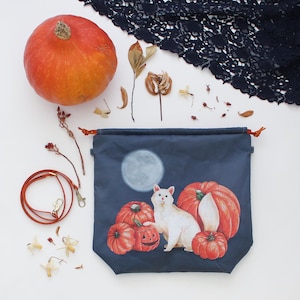 Halloween Knitting Project Bag | READY TO SHIP | Yarn Storage Bag, Crochet Project Bag, Project Bag for Knitters, Craft Storage Bag