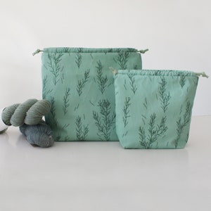 Floral Knitting Project Bag, Project Bag, Knitting Bag, Flower Knitting Project Bag, Crochet Bag, Drawstring Bag, Knitting Bag, Travel Bag,