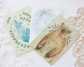 Wildlife Print Set. 4x6 Print Set of 3 Prints. Brown Bear Art. Blue Whale Print. Botanical Print. Watercolor Art. Woodland