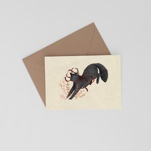 Black Cat Greeting Card, Wall Art, Nursery Art Print, Rustic Home Decor, Home Decor, Nursery Wall Art, Thank You Card, Postcard, Art Print