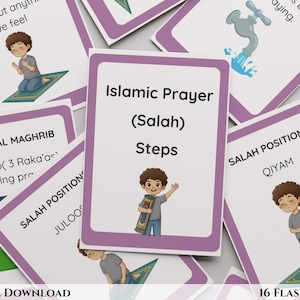Islamic Prayer Flashcards For Kids|Salah Steps|Cards|Education|Muslim|Homeschool Resource||Printable|Digital Download