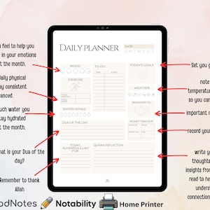2026 Islamic Planner Printable | Muslim Digital Planner | Hyperlinked |Islamic Journal PDF image 3