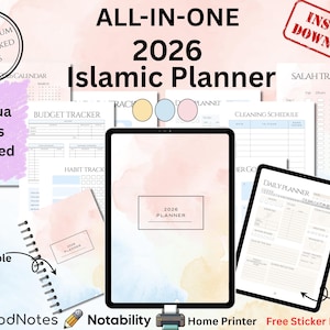 2026 Islamic Planner Printable | Muslim Digital Planner | Hyperlinked |Islamic Journal PDF image 1