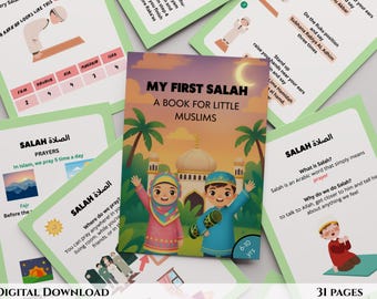 Islamic Salah for kids| Book| Salah Steps | Salah Positions |Tracker |Muslim Prayer | Children| Digital Download PNG