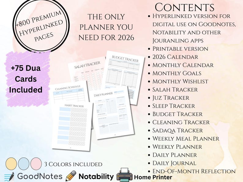 2026 Islamic Planner Printable | Muslim Digital Planner | Hyperlinked |Islamic Journal PDF image 2
