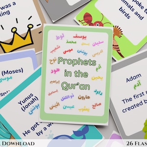 Islamic Prophets In The Quran Cards|Islam|Flashcards|Education|Homeschool|Rasool|Rusul|Digital Download