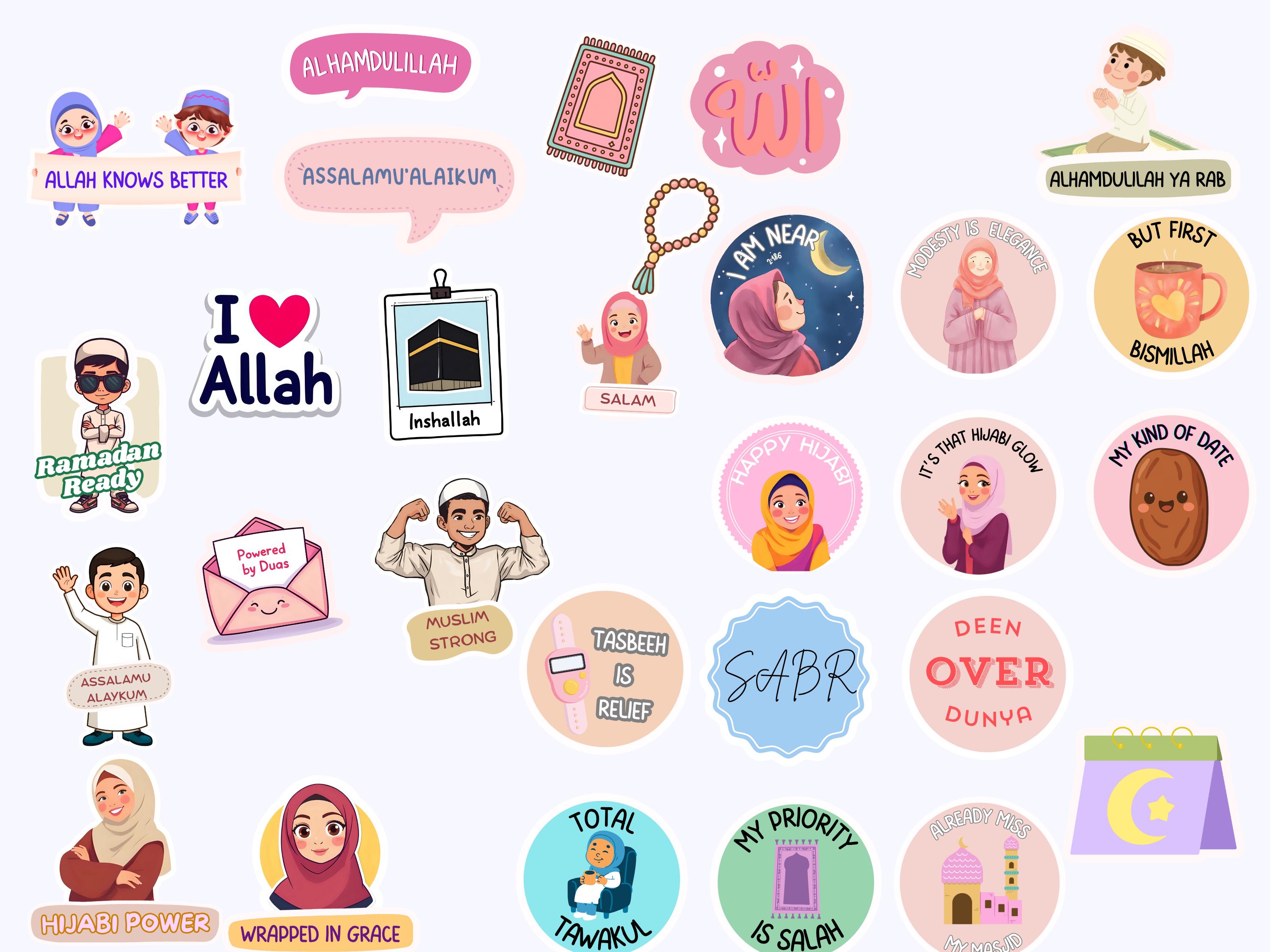 Islamic Sticker Text Background 50+ Islamic Stickers,digital, Printable, Goodnotes Quran Verse ...