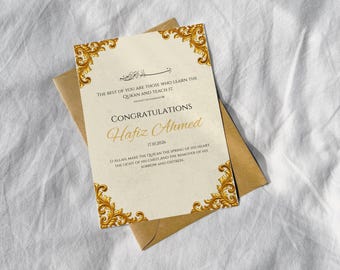 Quran Hifz Card|Personalized|Hifdh |Hafiz| completion| koran|Memorization| Gift|Costum| |Digital Download