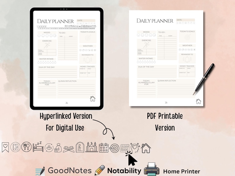 2026 Islamic Planner Printable | Muslim Digital Planner | Hyperlinked |Islamic Journal PDF image 4