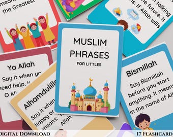 Islamic phrases cards|Kalima|Golssary|kids|Education|Flashcards|cards|Homeschool|Digital Download