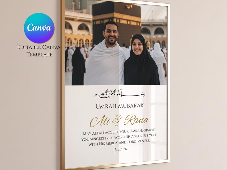 Umrah Wall Art|hajj|personalizedcollage|editable Canva Template|islamic ...
