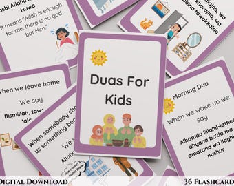 Kids Dua Cards|Islamic Kid Printables|Children Duas Book|Prayer Cards|Flashcards|Daily|Download
