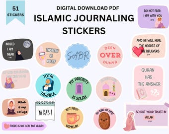 50+ Islamic stickers,Digital, Printable, goodnotes Quran Verse, Motivational (PNG, SVG, PDF)