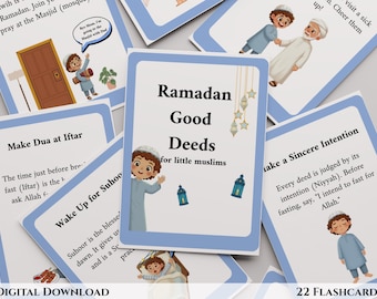 Ramadan Good Deeds Cards|Printable|Kids Activity|Islamic Flashcards|Children|Education|Homeschool|PDF|Digital Download