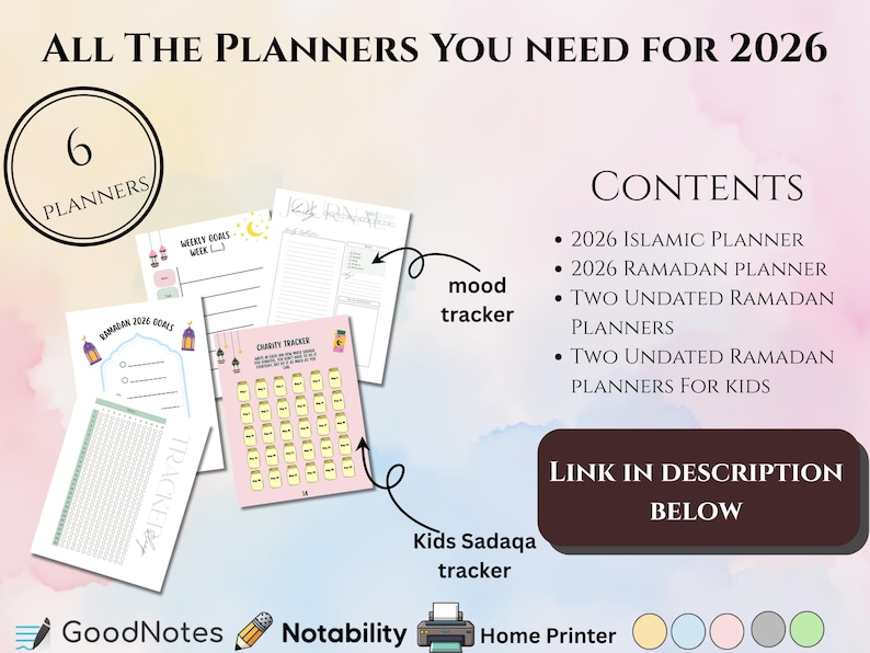 2026 Islamic Planner Printable | Muslim Digital Planner | Hyperlinked |Islamic Journal PDF image 8