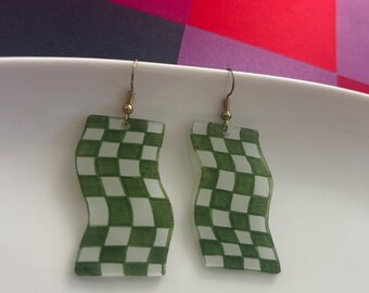 Pendientes de cuadros verdes modernos