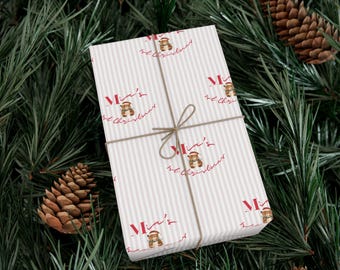 Personalized Baby's 1st Teddy Bear Christmas Gift Wrapping Paper
