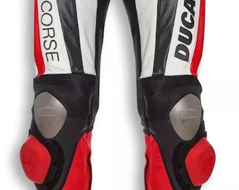 Ducati Corse Leather Racing Pants – CE Knee Armor, Sportbike Gear