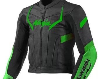 Chaqueta de moto Kawasaki Ninja: Equipamiento de competición en negro y verde