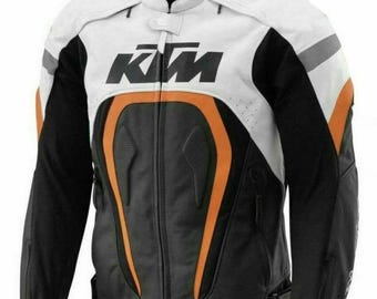 KTM Racing Leather Motorcycle Jacket: Protective Biker Riding Gear