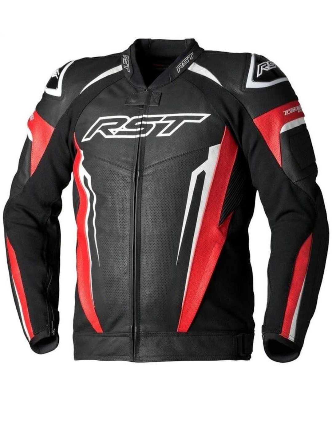 RST Motorcycle Jacket – Black & Red Leather, CE Armored Sportbike Gear ...