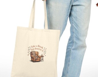 Take a Break Tote | Holiday Burnout, Introvert Social Battery Canvas Tote