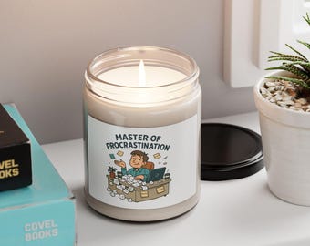 Master of Procrastination Candle Soy Candle, 9oz | Funny Desk Decor