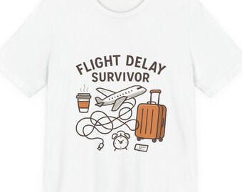 Flight Delay Survivor T-Shirt | Travel Plane Luggage Coffee Illustration