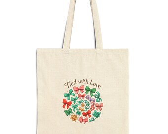 Tied with Love floral wreath Tote Bag, cotton canvas market bag