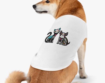 Day of the Dead Skeleton Cat and Dog Pet Tank Top | Halloween