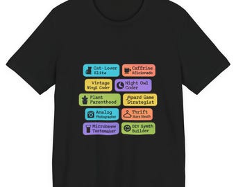 Gamer Caffeine Plant Parent T-Shirt | Colorful Interest Badge Labels Tee