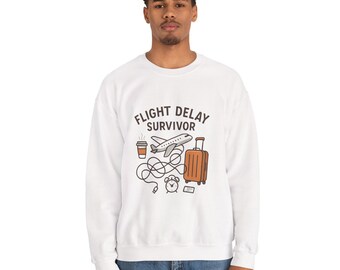 Flight Delay Survivor Sweatshirt | Airplane Coffee Luggage Travel