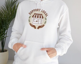 Support Local badge hoodie | shop local, made in USA