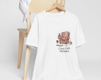 Cozy Club Member Tee | Introvert Holiday shirt, hygge Christmas cozy graphic
