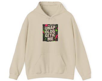 Hoodie Unapologetic Bold Text: Unisex Cotton Paint Splatters Pullover