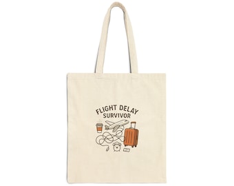 Flight Delay Survivor Travel Coffee Boarding Pass Canvas Tote Bag