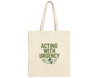 Canvas Tote Bag Earth Graphic: Organic Cotton Reusable Sustainable Shopping Bag