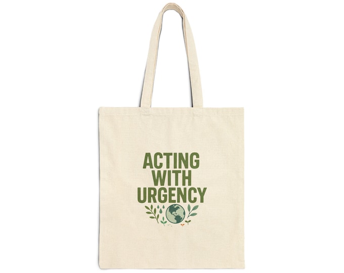 Featured listing image: Canvas Tote Bag Earth Graphic: Organic Cotton Reusable Sustainable Shopping Bag