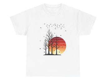 Sunset Forest T-Shirt | Nature Landscape Tee, Woodland Sunset Graphic