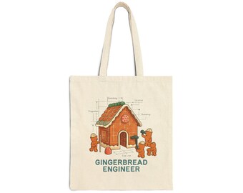Gingerbread Tote Canvas Bag: Holiday Baking Cotton Market Bag