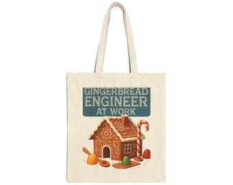 Gingerbread Engineer Tote Bag – Holiday Baking Canvas Christmas Gift