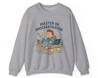 Funny Sweatshirt Cotton Crewneck: Desk Cartoon Unisex Casual Top