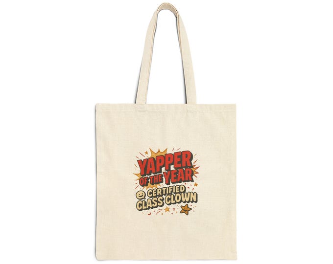 Featured listing image: Yapper of the Year certified class clown Tote Bag | Funny School Humor