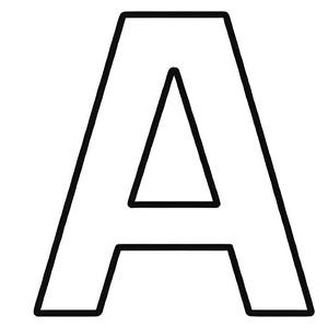 May include: A bold, black outline of the letter "A" on a white background. The letter is a sans-serif font with a triangular shape inside the letter's crossbar. The design is simple and graphic.