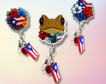 Puerto Rico Bandera badge reel Boricua
