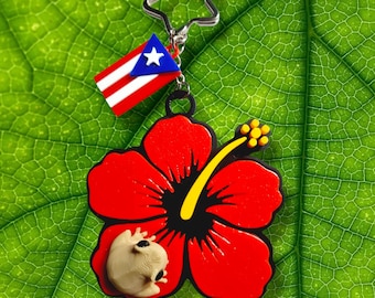 Coqui flor maga - amapola puerto rico keychain