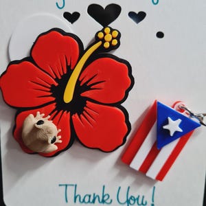 Flor de maga con coqui badge reel Puerto Rico ID holder image 5